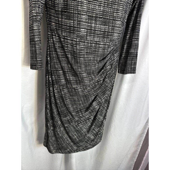 Lauren Ralph Lauren Stretch Drs Size 10 Cream & Black Jersey Long Sleeved Dress - Picture 6 of 8